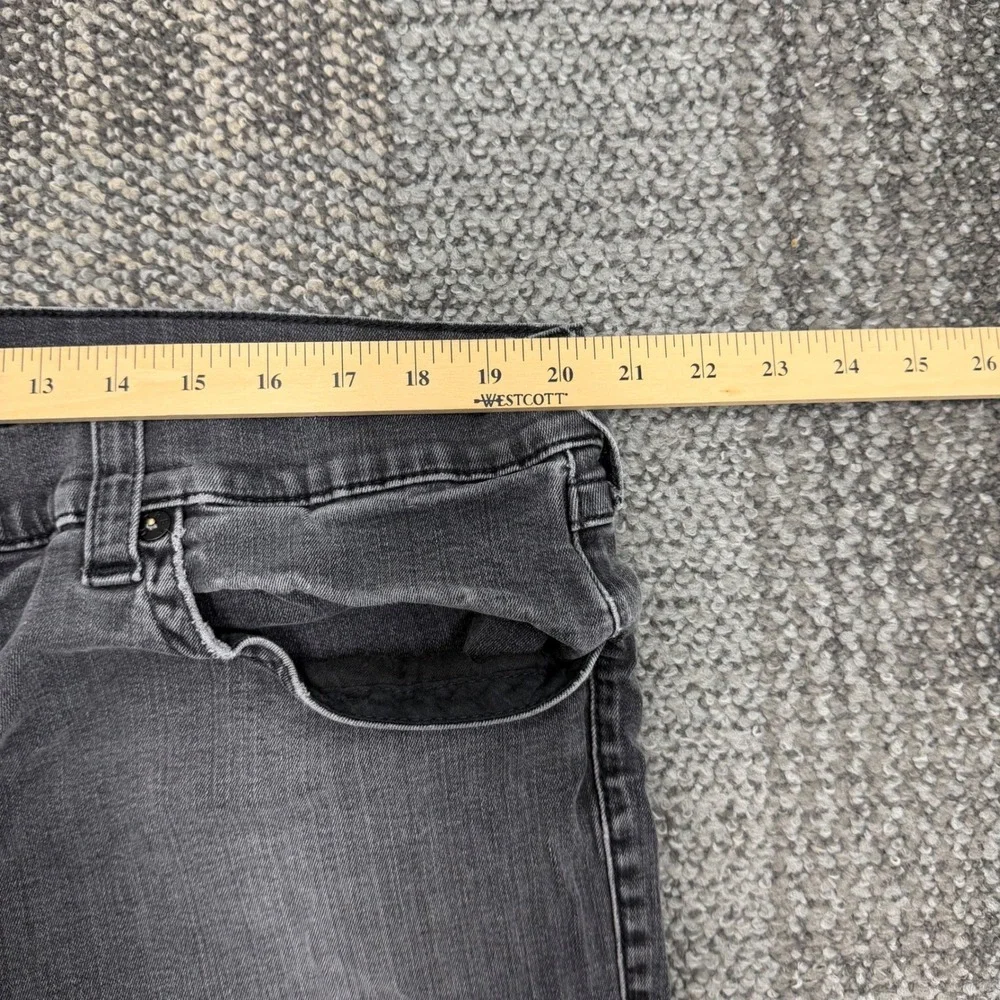 True Religion Ricky Relaxed Straight Jeans Mens 42 Rinse Black Faded Flap Pocket